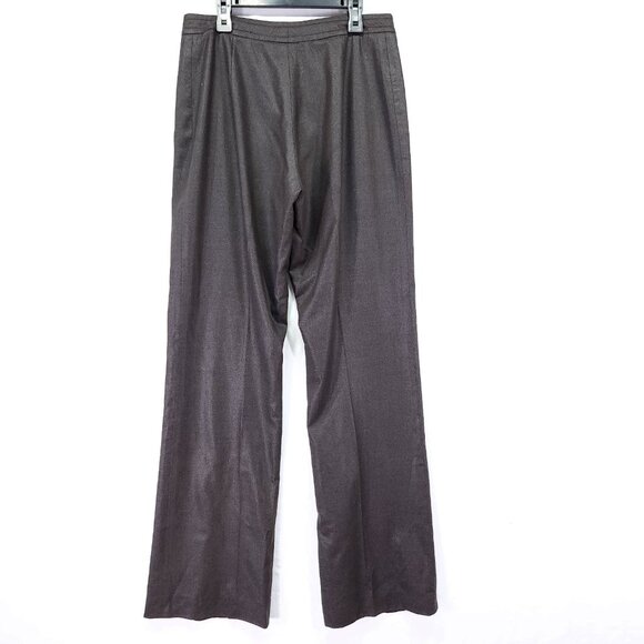 Marlowe Wool Dress Pants Womesn 8 Wide Leg Brown Designer Made In Italy - Picture 2 of 14
